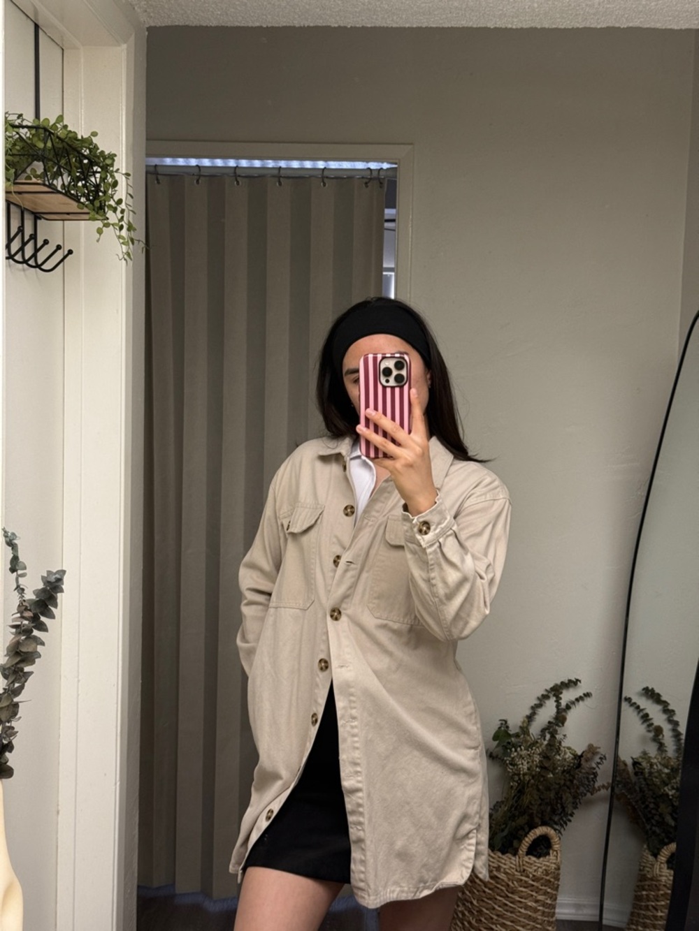 Tan 100% Cotton Longline Button Up Shacket - Size S 🧥